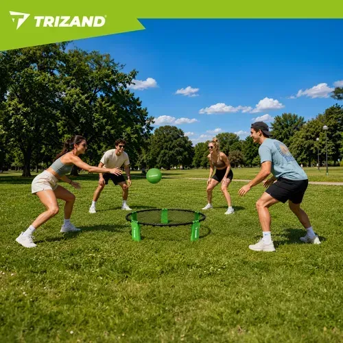 Міні-набір для волейболу Roundnet Trizand 27554 з сіткою 90 см, 3 м'ячами, насосом і сумкою
