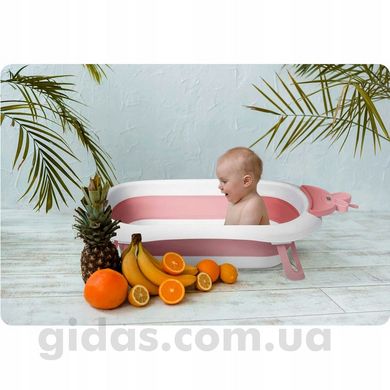 Складна ванночка дитяча термометром біло-рожева Ricokids RK-282