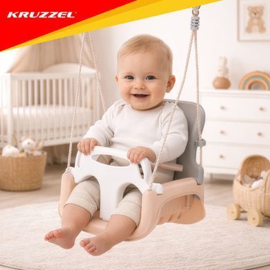 Дитяча гойдалка 3в1, сіро-бежева, Kruzzel 27357