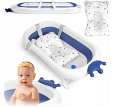 Складная ванночка детская с подушкой бело-голубая RICOKIDS РК-280