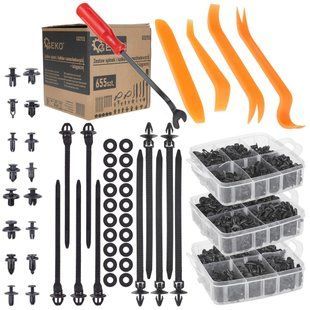 Автомобильные клипсы и шпильки + съемники 655 шт Geko G02935