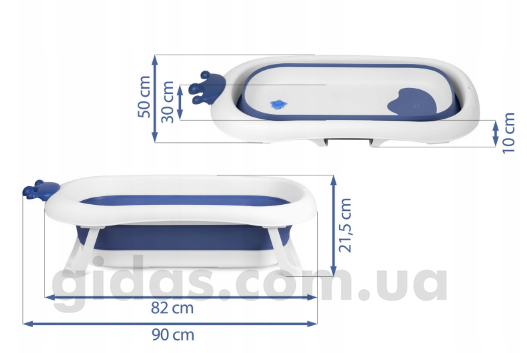 Складная ванночка детская с подушкой бело-голубая RICOKIDS РК-280