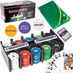 Покерный набор в металлической коробке-200 фишек 0600