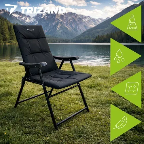Складаний кемпінговий стілець Trizand 27609, пляжне та садове крісло з високою спинкою, до 120 кг