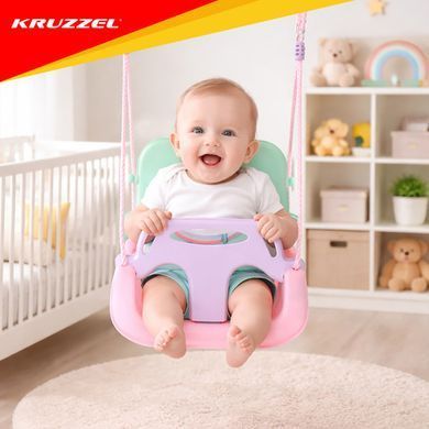Дитяча гойдалка 3в1 рожево-бірюзова Kruzzel 27356
