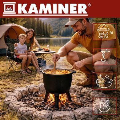 Котел чавунний емальований 8л з кришкою Kaminer 27375
