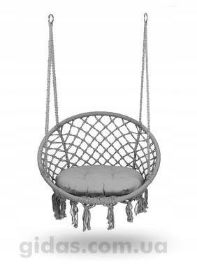 Підвісне крісло гойдалка з подушкою сіре BOHO 290010
