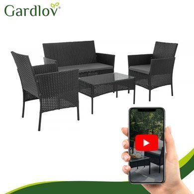 Садові меблі з ротангу чорні Gardlov 26908