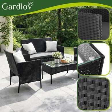Садові меблі з ротангу чорні Gardlov 26908