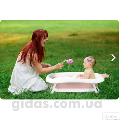 Складна ванночка дитяча з подушкою біло-рожева RICOKIDS РК-280