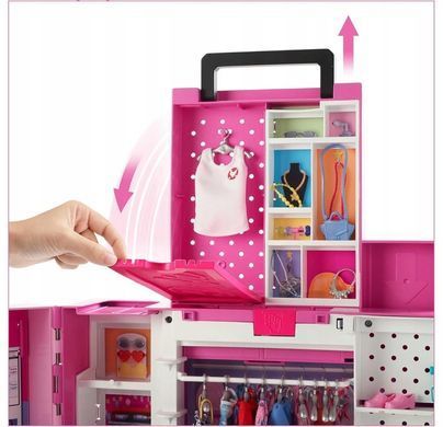 BARBIE ШАФА ДЛЯ ОДЯГУ + Одяг для ляльки Barbie HBV28